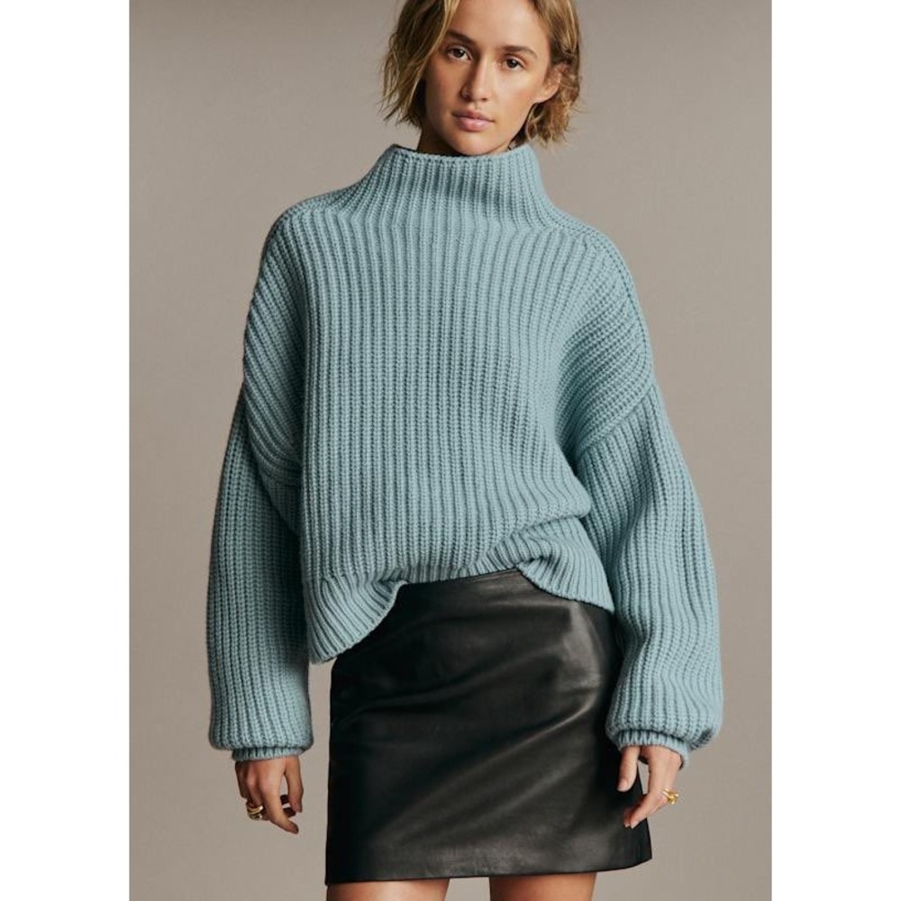 Sezane Black Harlow Lamb Leather Skirt Size 34
